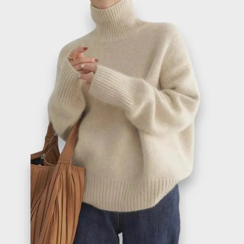 Stickad tröja dam med polokrage