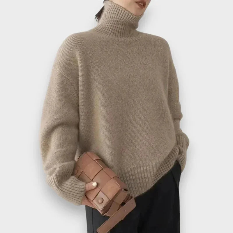 Stickad tröja dam med polokrage