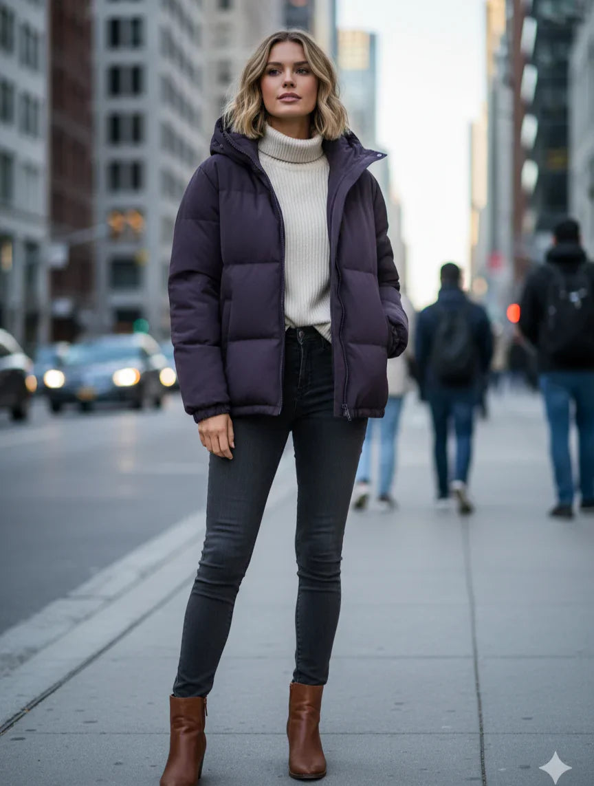 Vinterjacka Dam Varm Med Huva