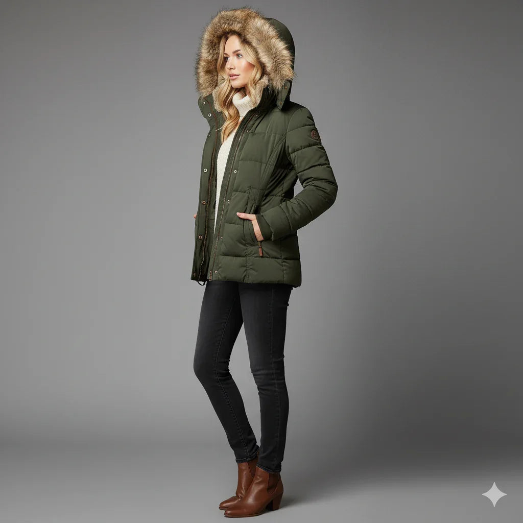 Vinterjacka Dam Med Huva