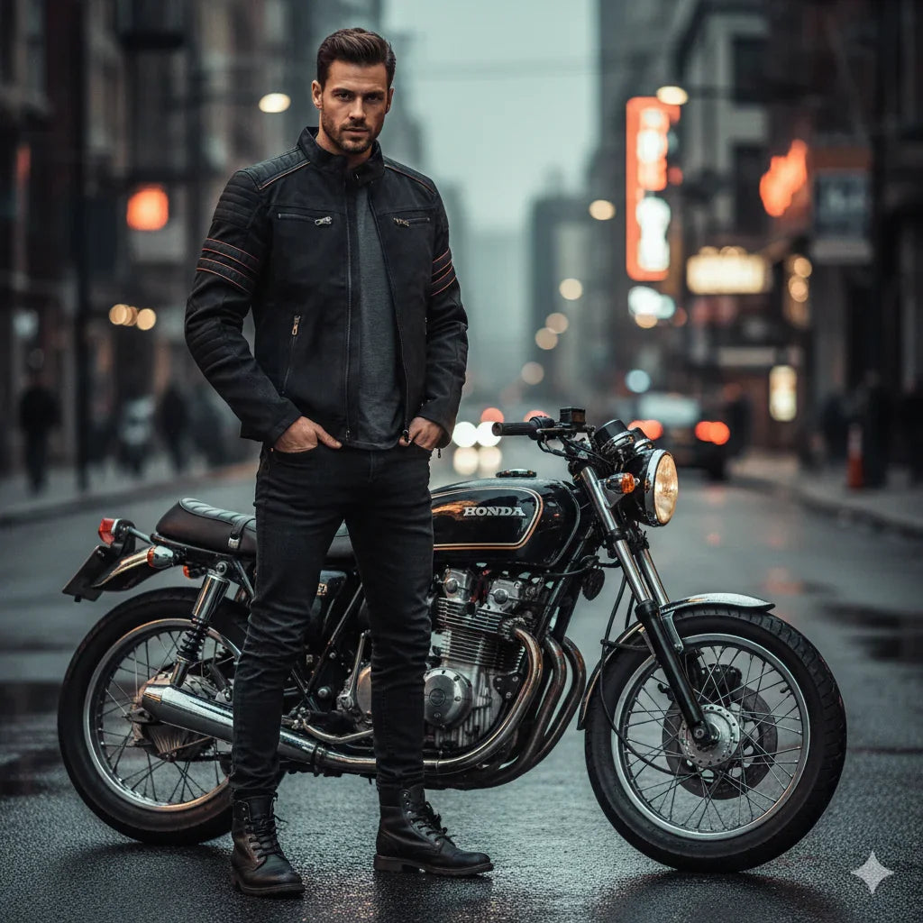 Motorcykel Jacka För Män Med Dragkedja