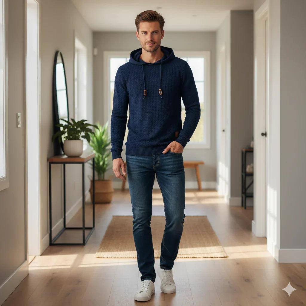 Hoodie Herr Bekväm Med Huva