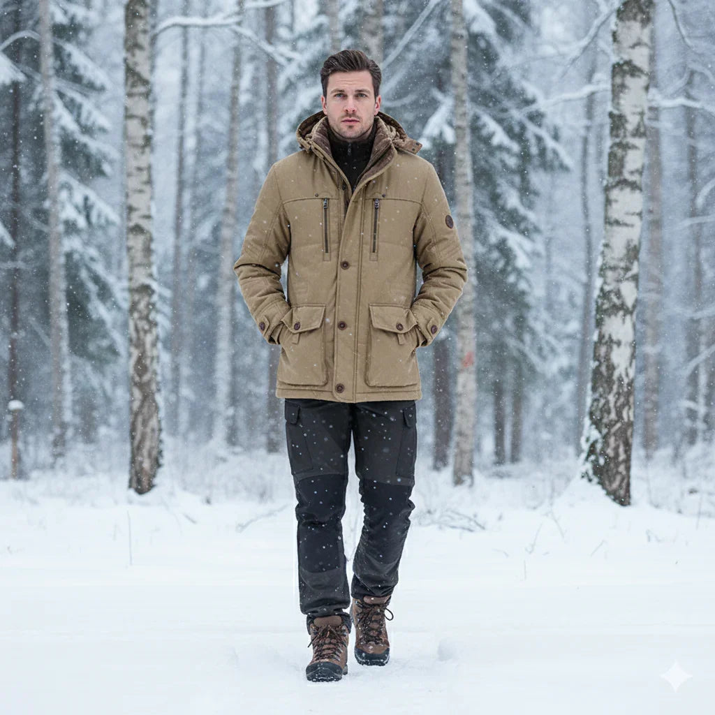 Vinterjacka Herr Fodrad Med Flera Fickor