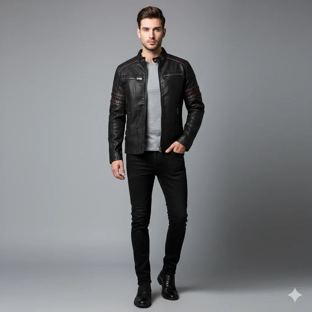 Motorcykel Jacka För Män Med Dragkedja