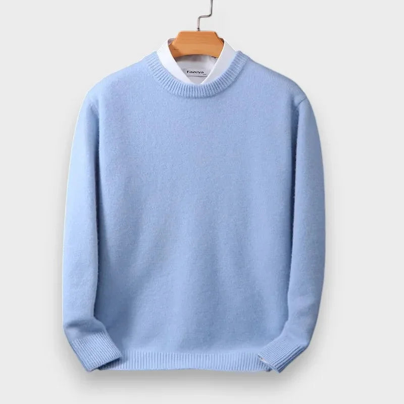 Stickad tröja herr med rund hals