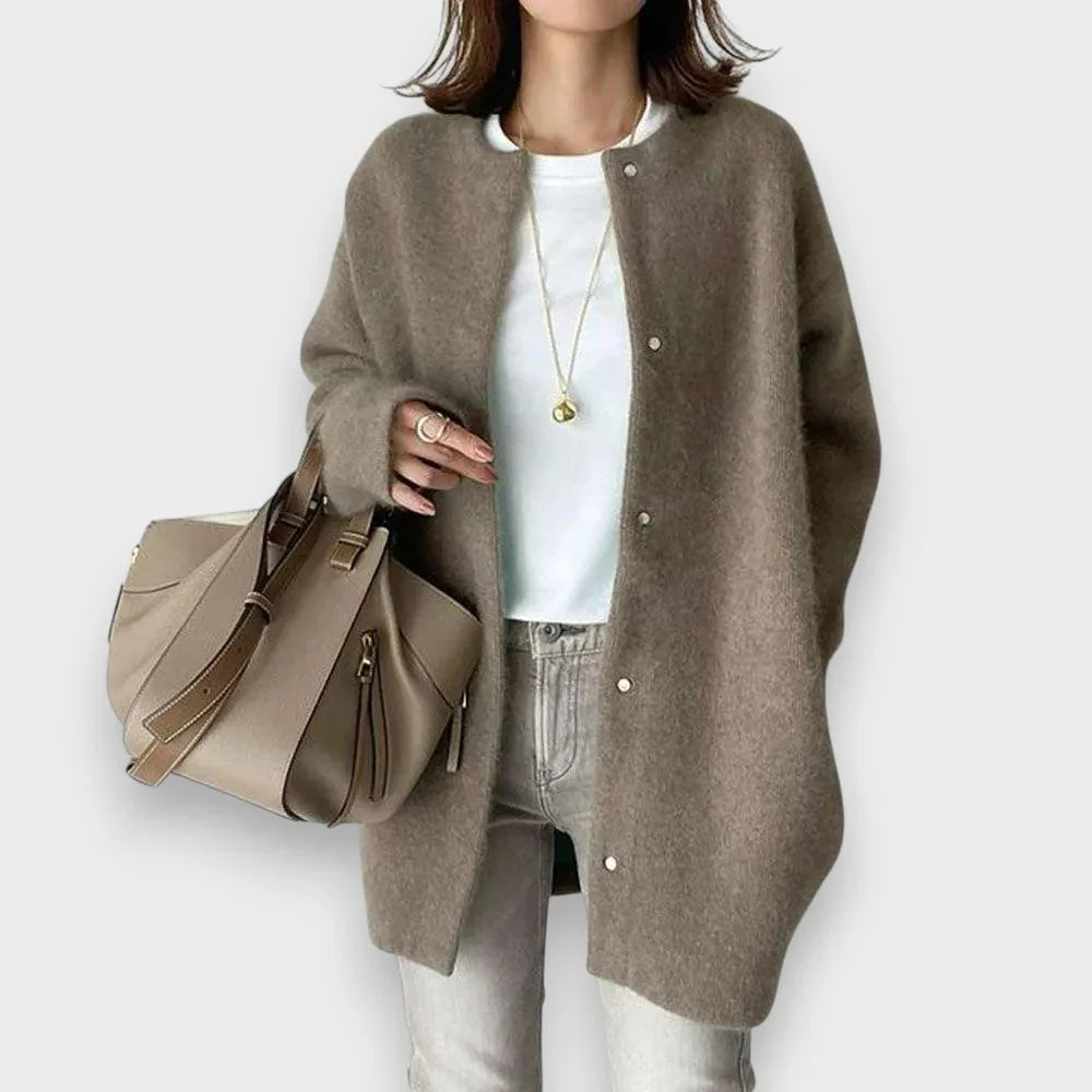 Lång cardigan dam med knappar