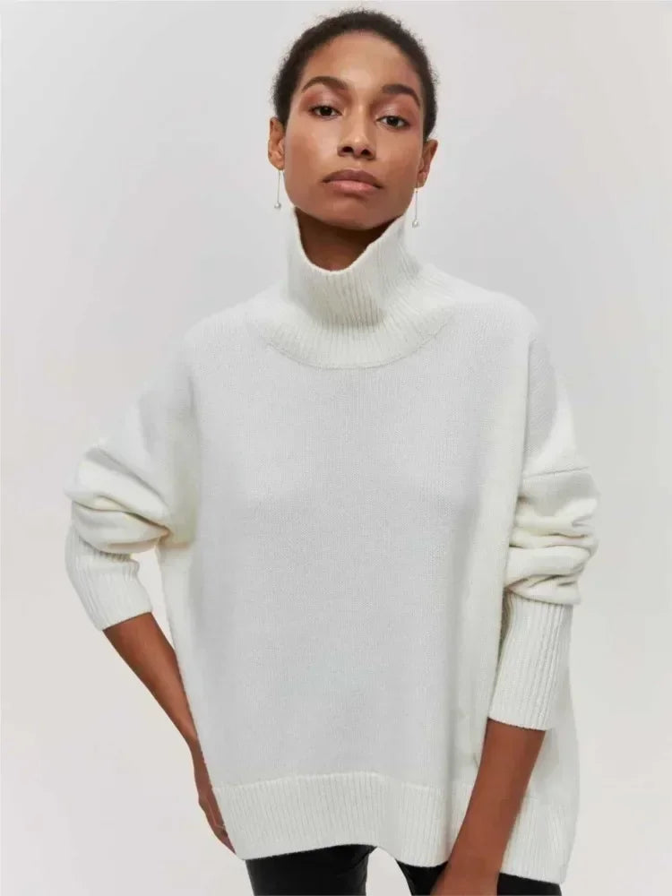 MAEVA – HÖGHALSAD STICKAD PULLOVER TRÖJA