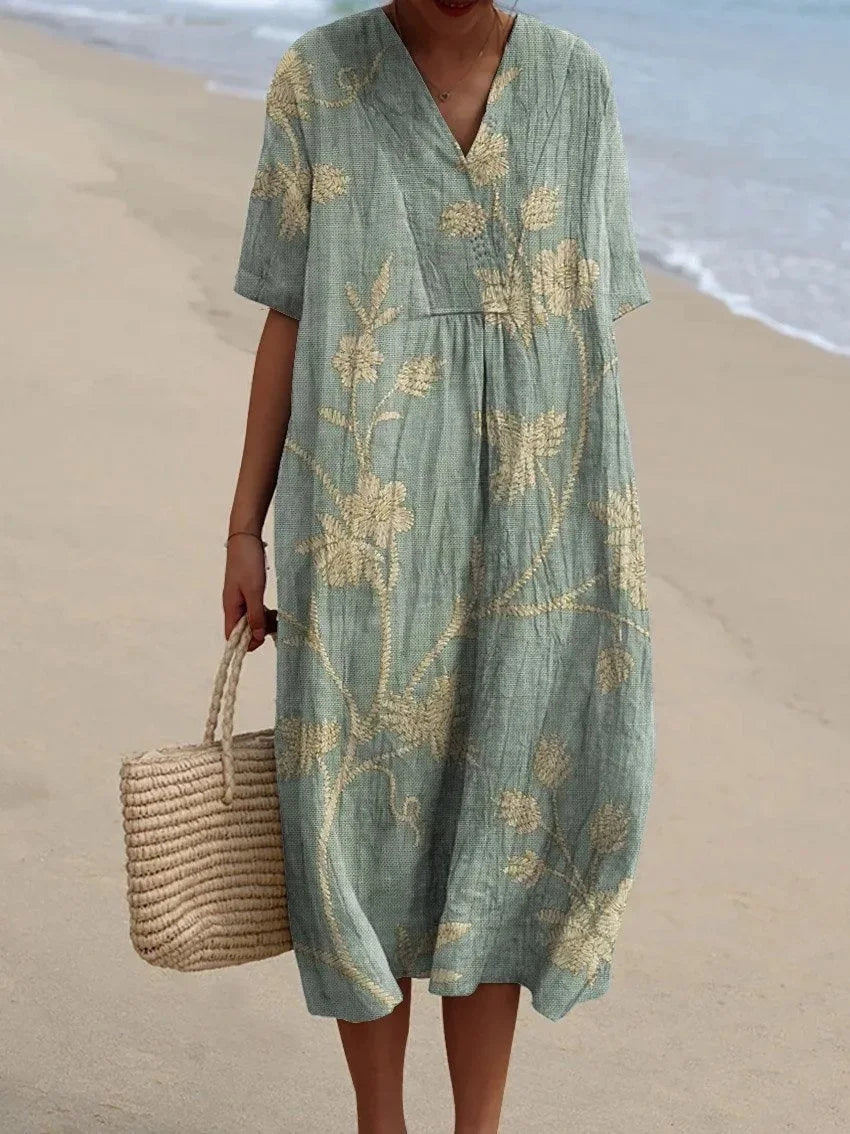 Ebba - Blommig sommarklänning med avslappnad elegans