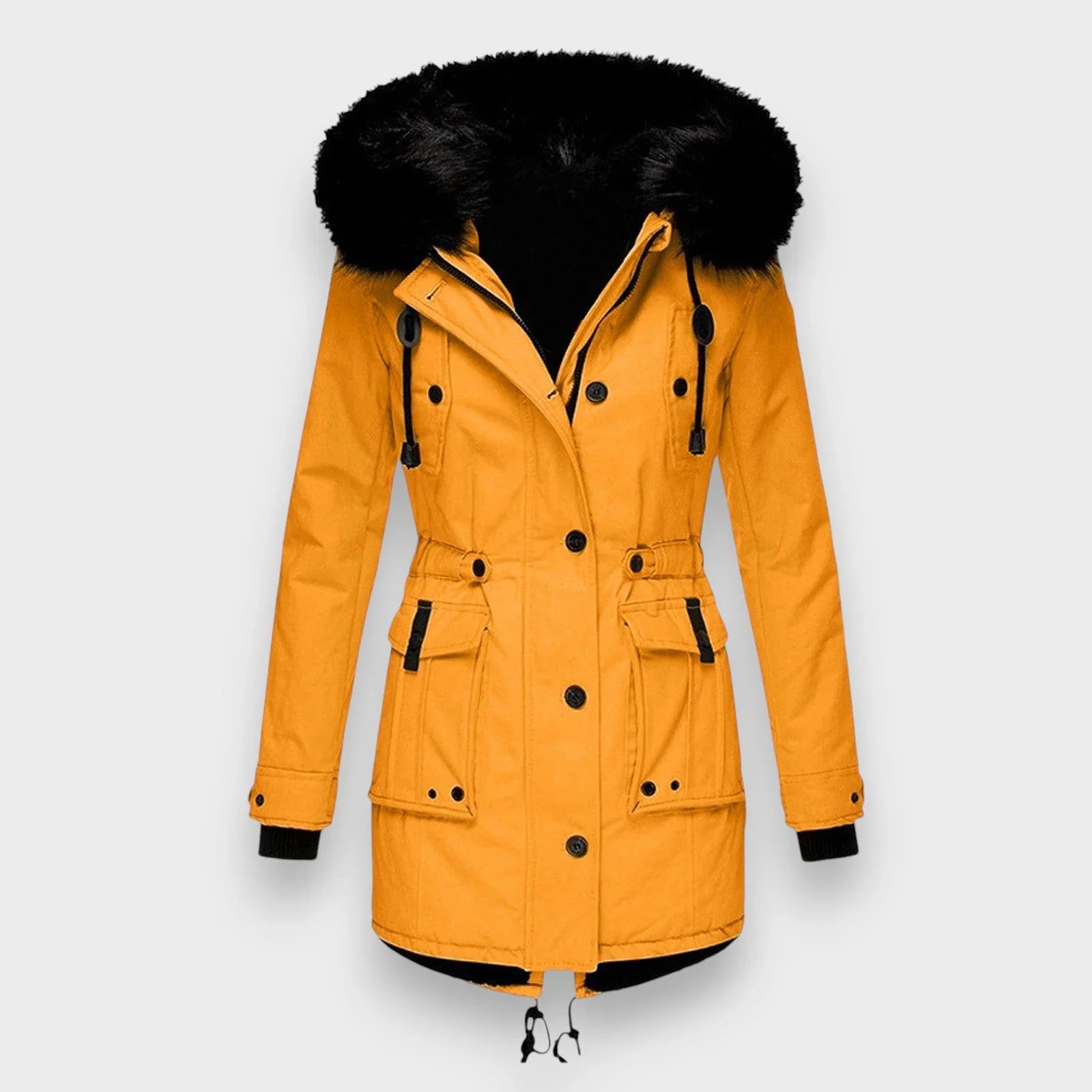 Elegant varm vinterjacka dam med huva