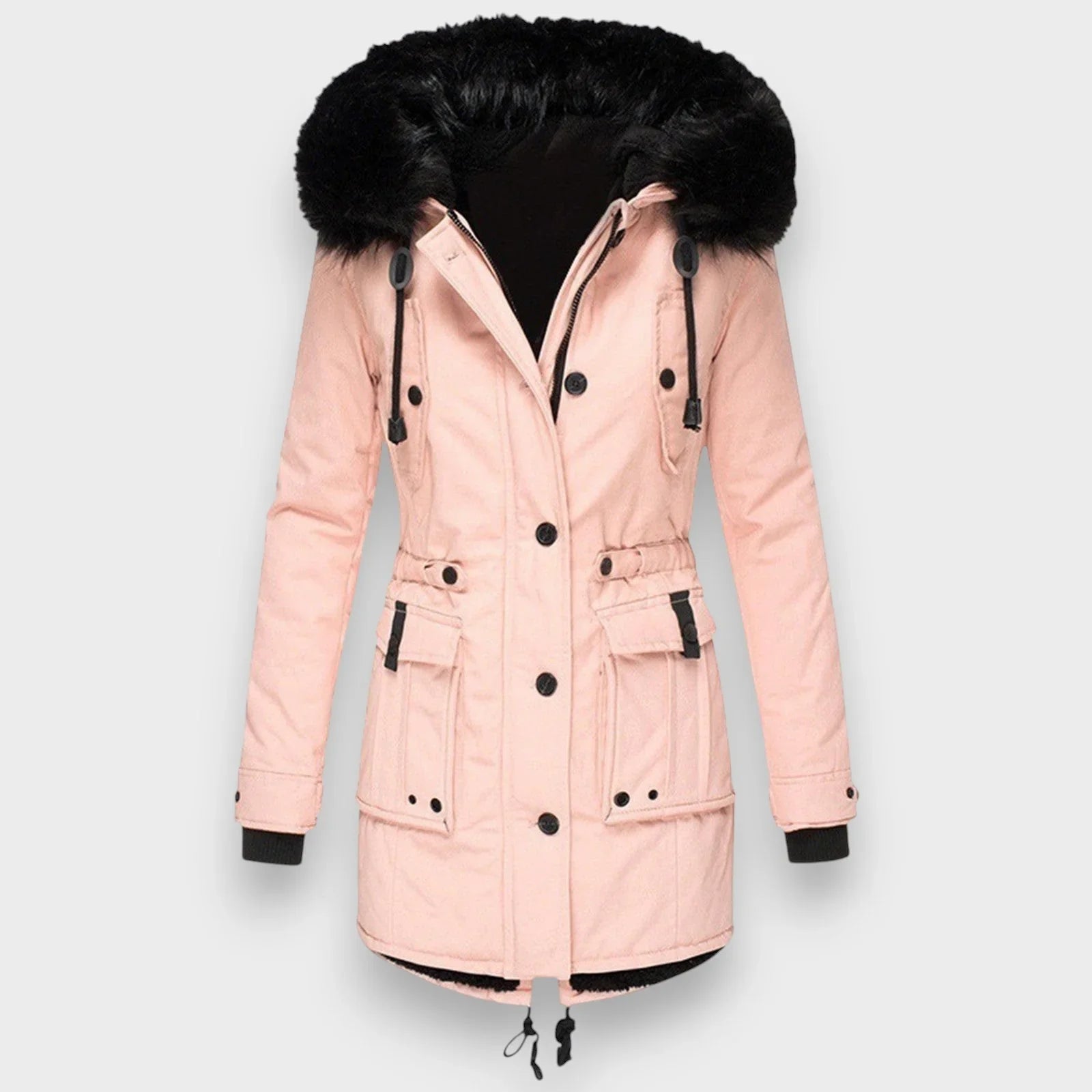 Elegant varm vinterjacka dam med huva