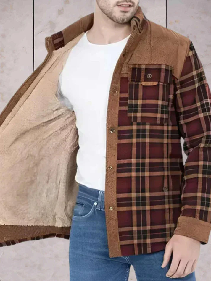 Fodrad flanelljacka för män