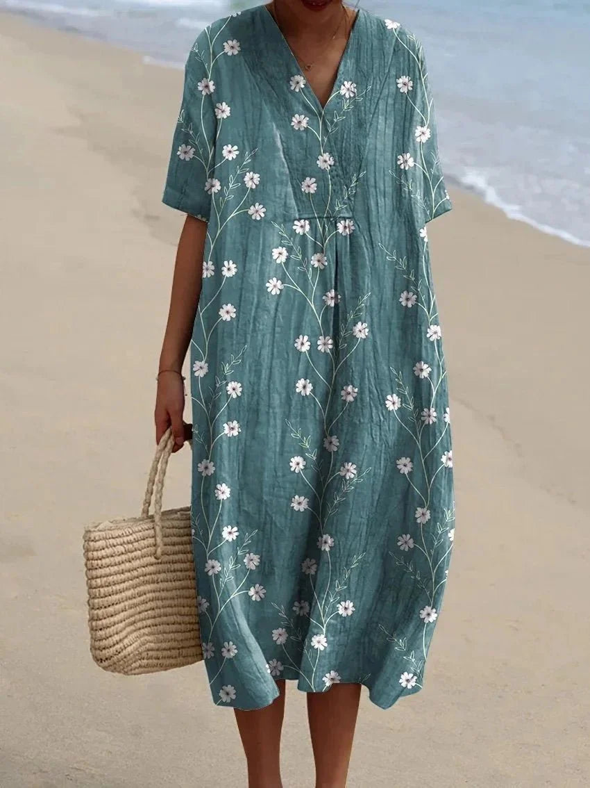 Ebba - Blommig sommarklänning med avslappnad elegans