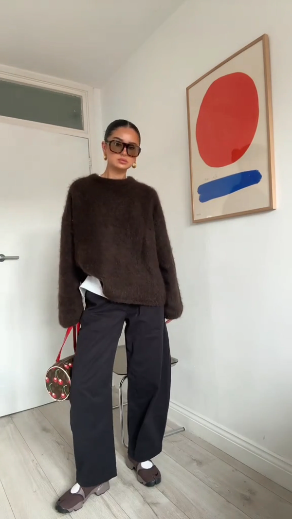 Kvinnors Pullover Tröja – Mohair Blandning – Oversized Passform – Lång Ärmar – Rund Hals