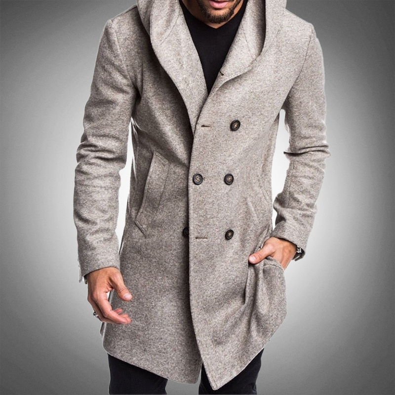 Lång huva trench coat för män