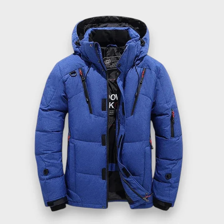 Elegant varm vinterjacka herr med huva