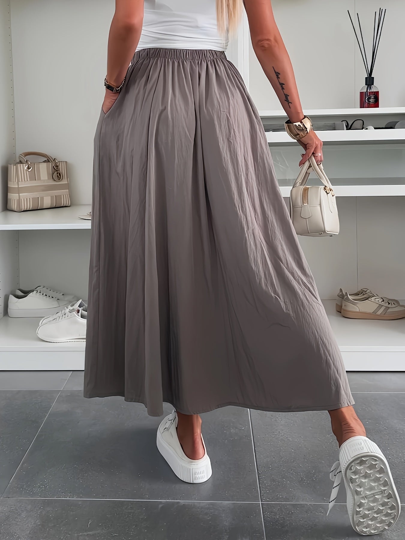 Adina – Högmidjad maxikjol med fickor