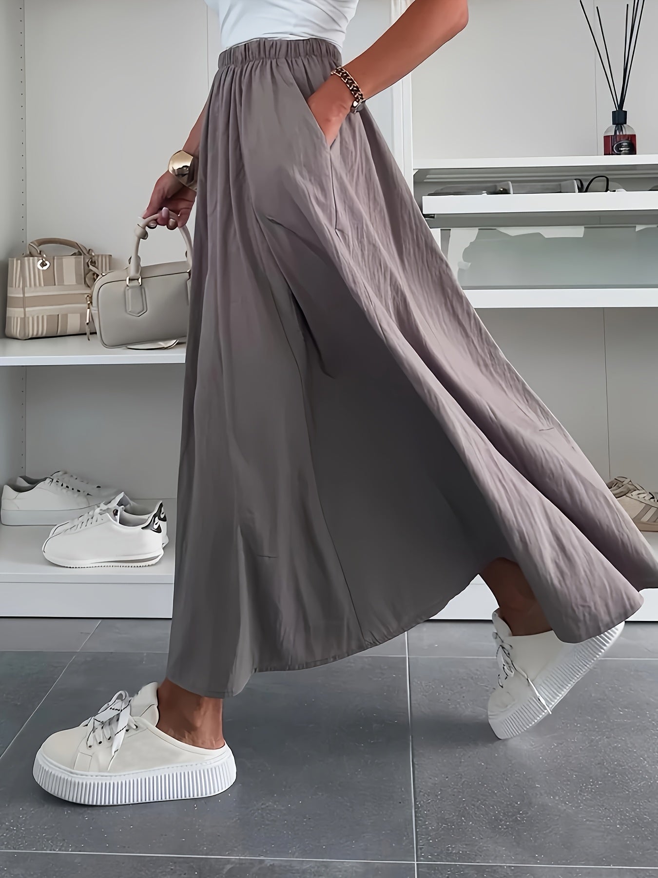 Adina – Högmidjad maxikjol med fickor