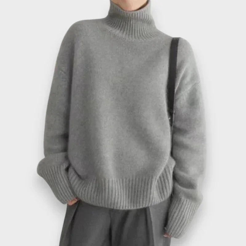 Stickad tröja dam med polokrage