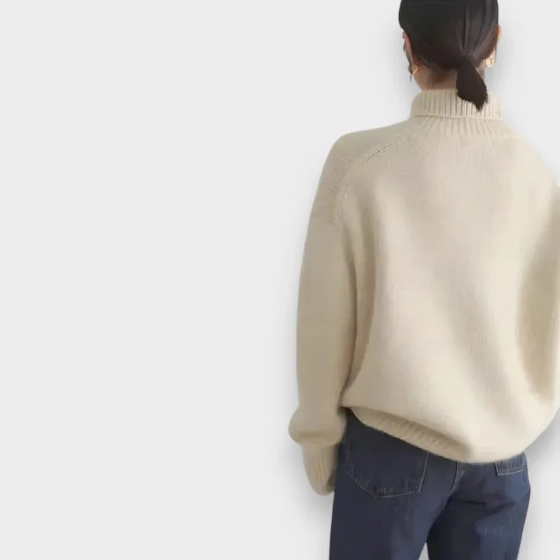 Stickad tröja dam med polokrage