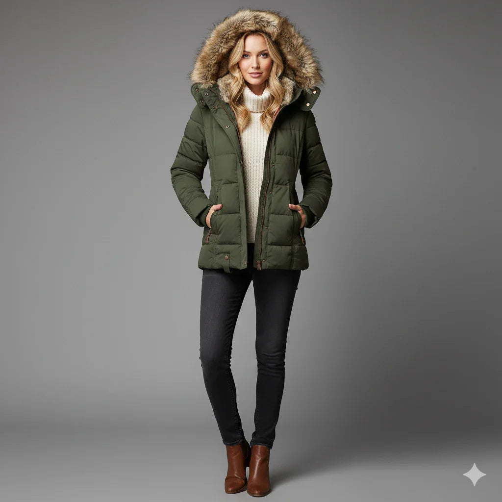 Vinterjacka Dam Med Huva