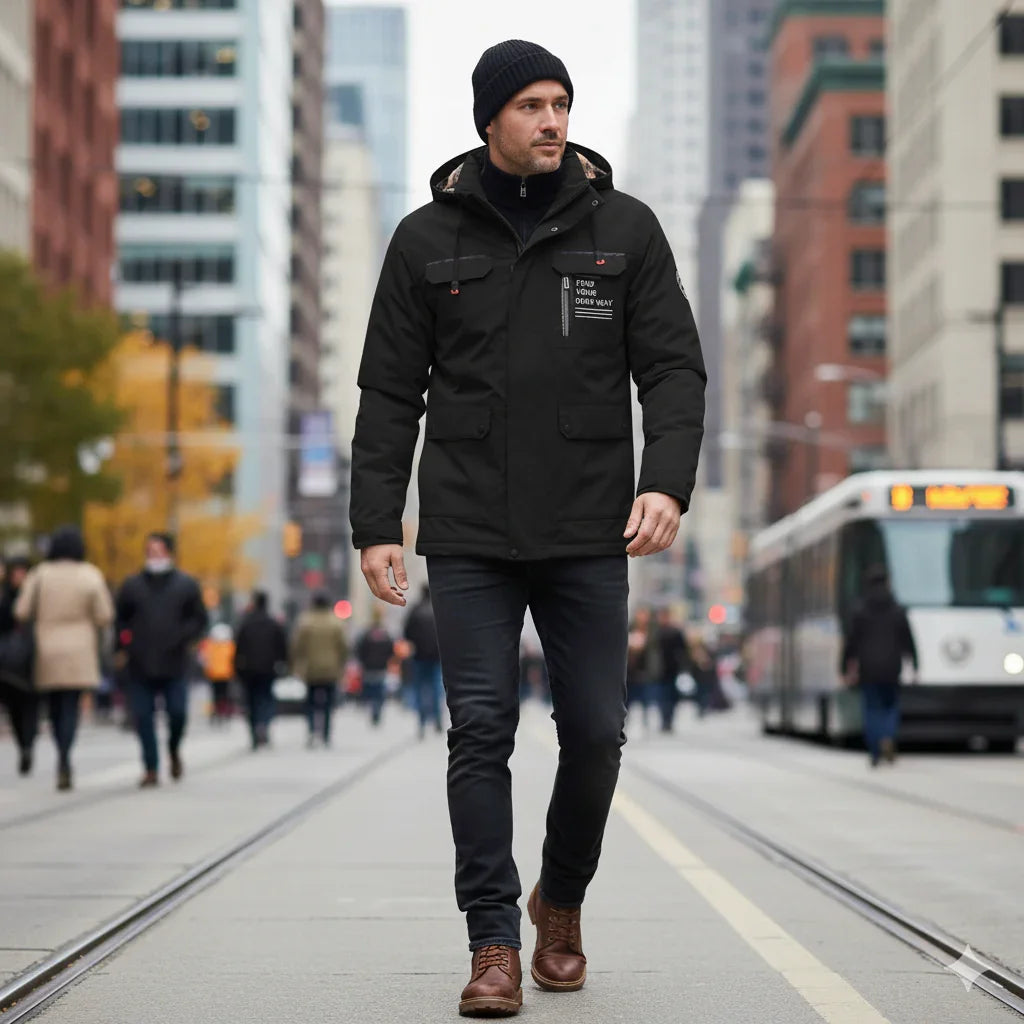 Herr Vattentät Vinterjacka Med Avtagbar Huva