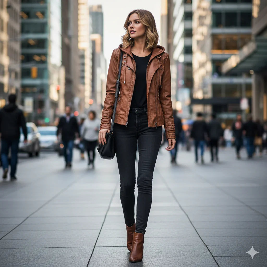 Jacka Dam Fodrad Med Huva