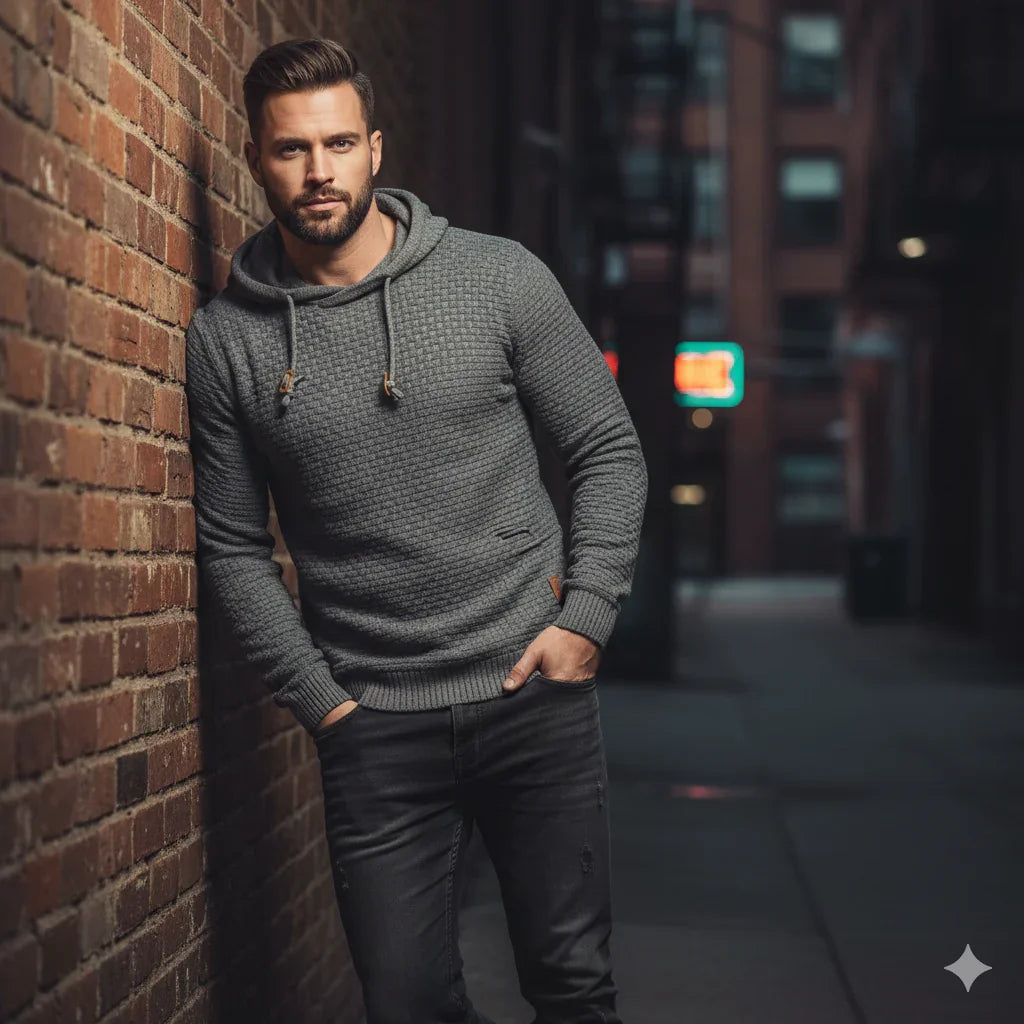 Hoodie Herr Bekväm Med Huva