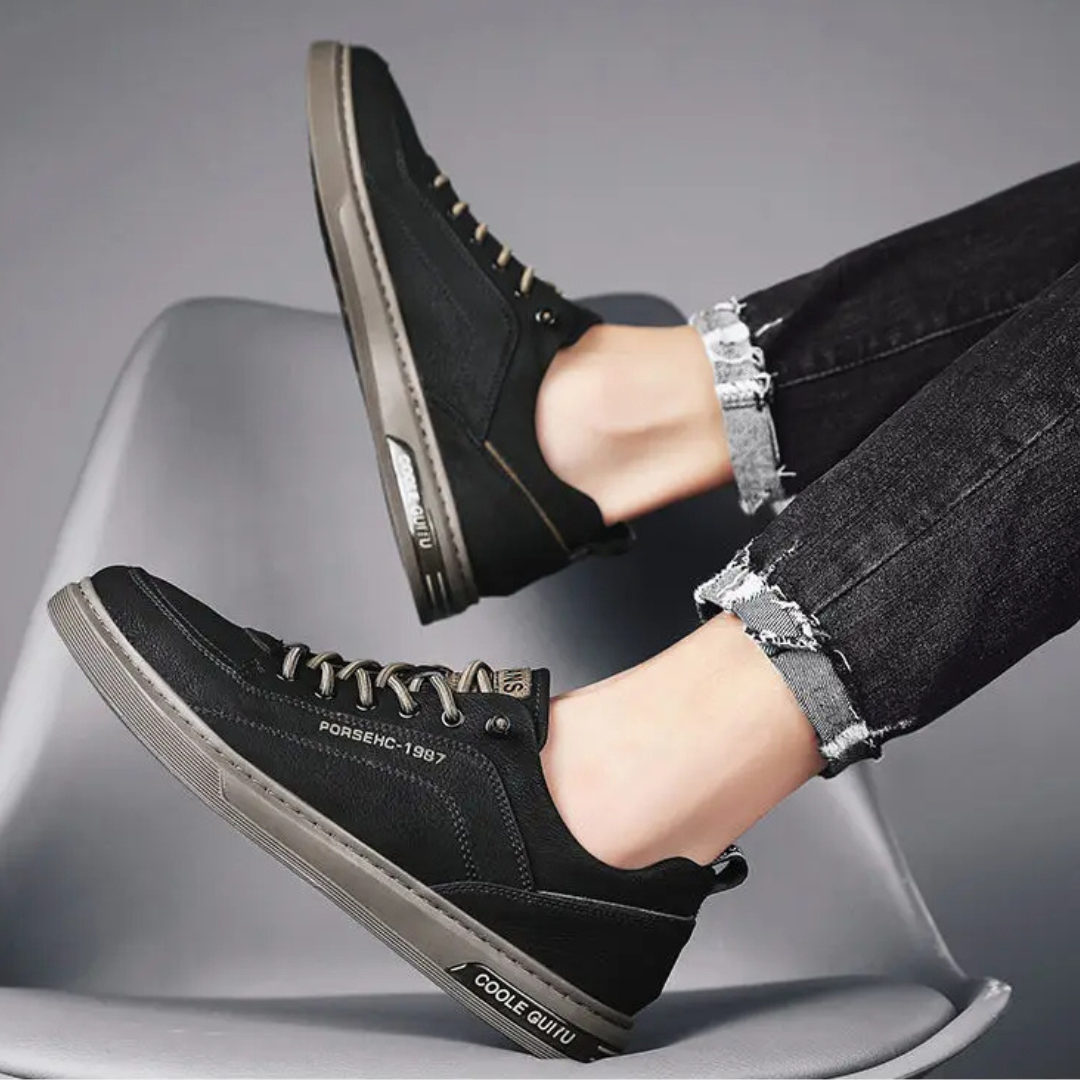 Herr Läder Sneakers Retroinspirerade för Stil och Komfort