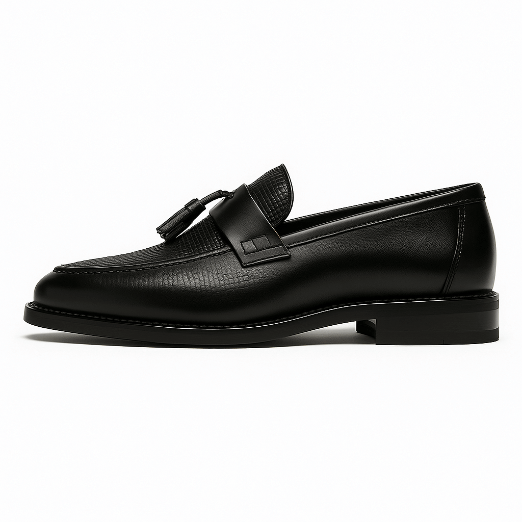 Herrarnas Woven Tassel Loafers i Läder