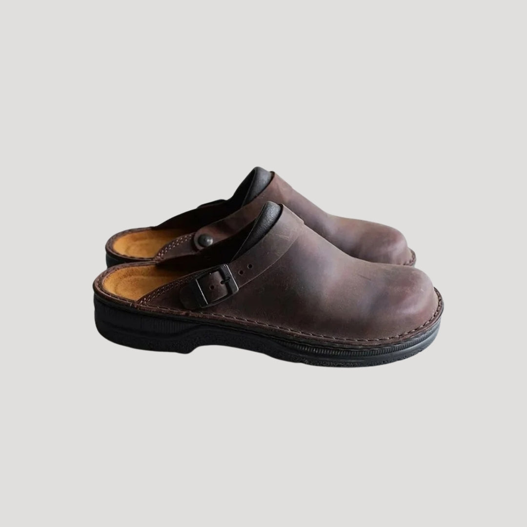 Herrens Läder Slip-On Clogs med Justerbart Band