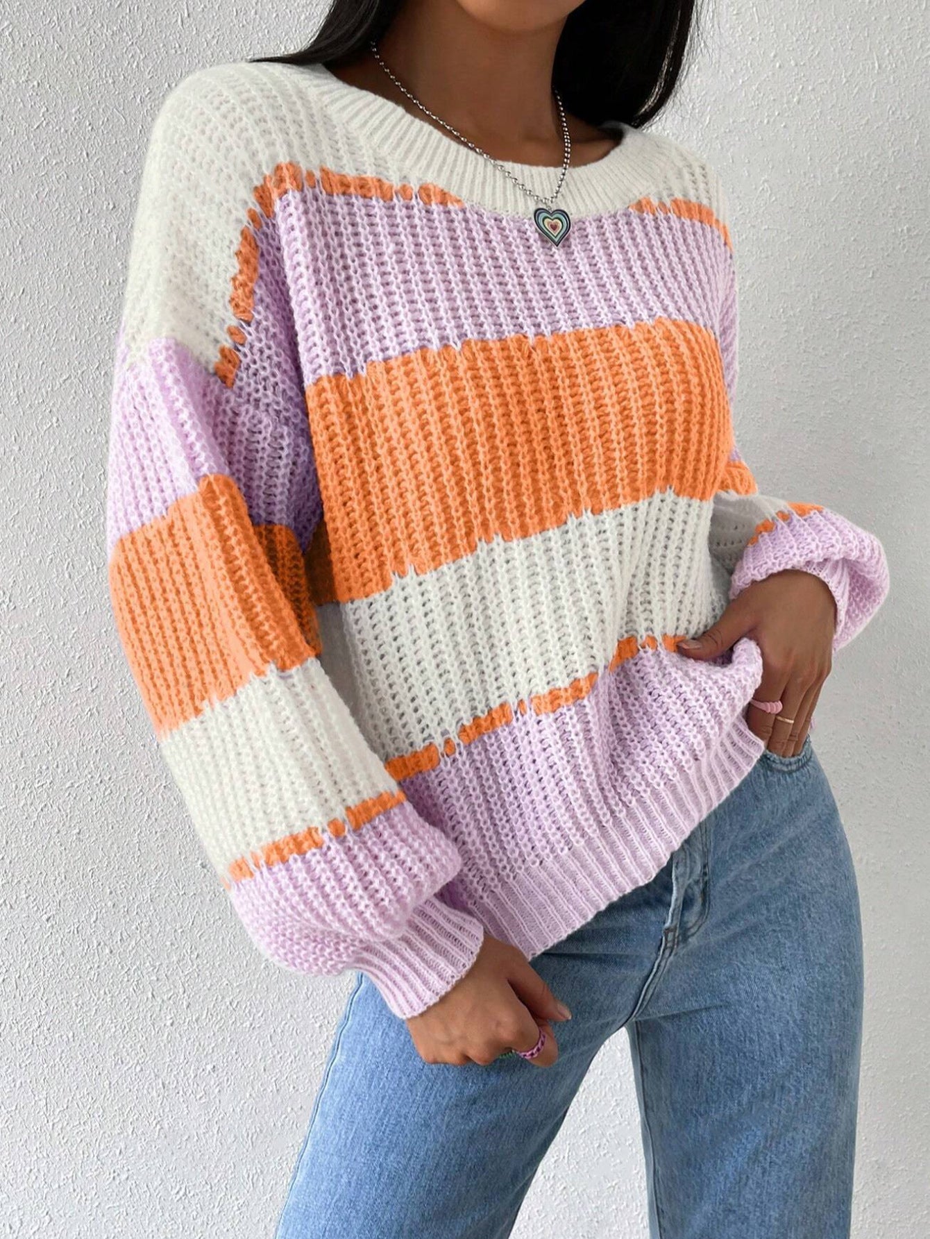 Kvinnors Pullovertröja – Tjock Stickning – Oversized Passform – Långärmad Casual Crew Neck