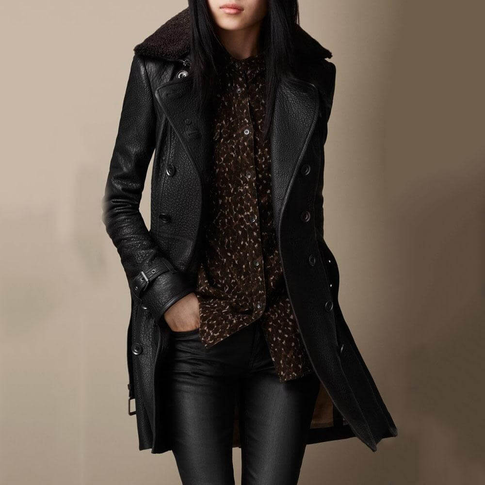 Tanja - Elegant Läder Trench Coat