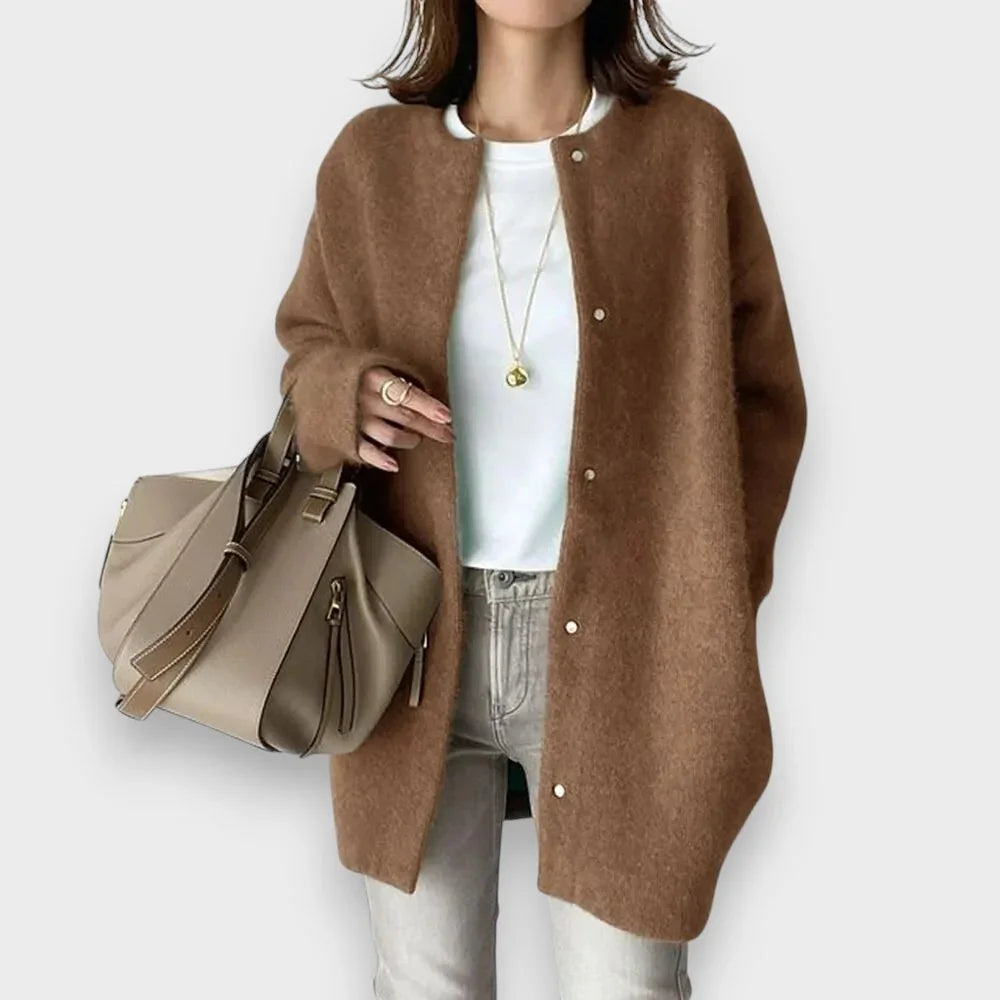 Lång cardigan dam med knappar