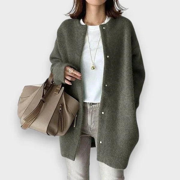 Lång cardigan dam med knappar