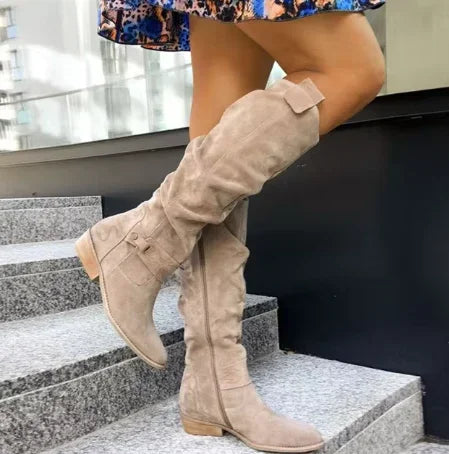 Stövlar Dam Knähöga Med Bekväm Passform