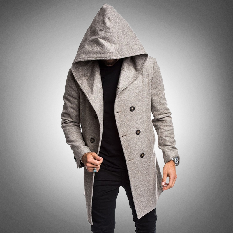 Lång huva trench coat för män