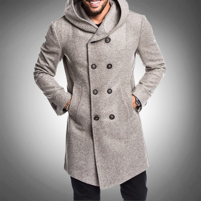 Lång huva trench coat för män