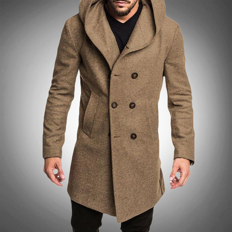 Lång huva trench coat för män