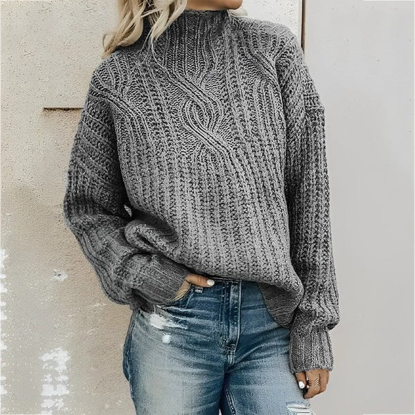 Damtröja – Oversized Passform – Ullblandning – Kabelstickad – Drop Shoulder Komfort