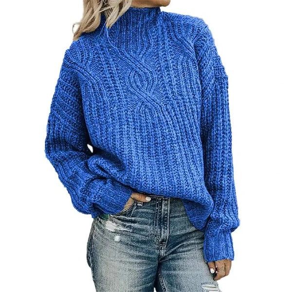 Damtröja – Oversized Passform – Ullblandning – Kabelstickad – Drop Shoulder Komfort