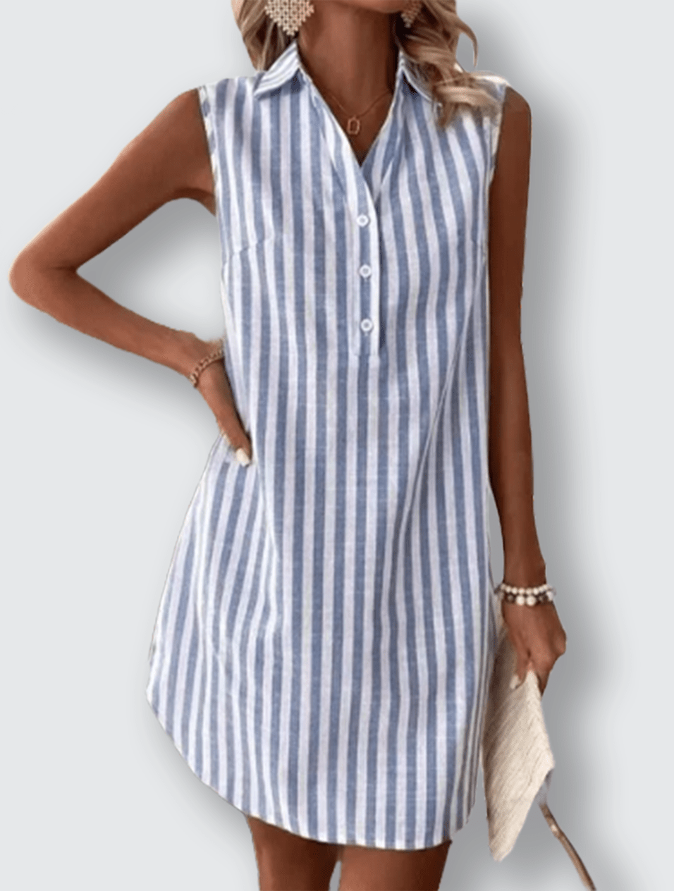 Linnea - Elegant randig skjortklänning