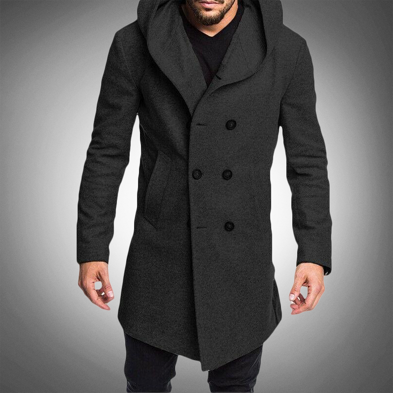 Lång huva trench coat för män