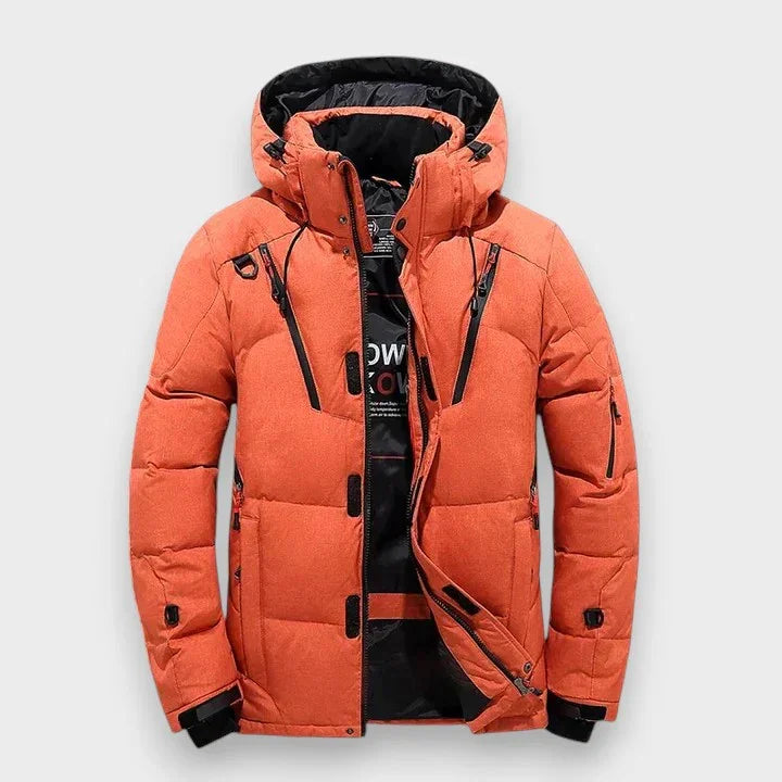 Elegant varm vinterjacka herr med huva